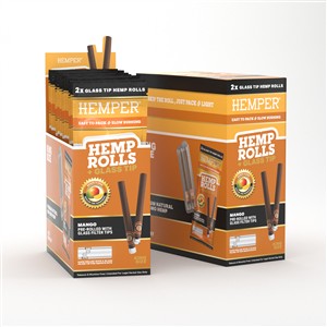 King Size Rolls + Glass Tip (2PK | Mango | DISPLAY 12x) - HEMPER